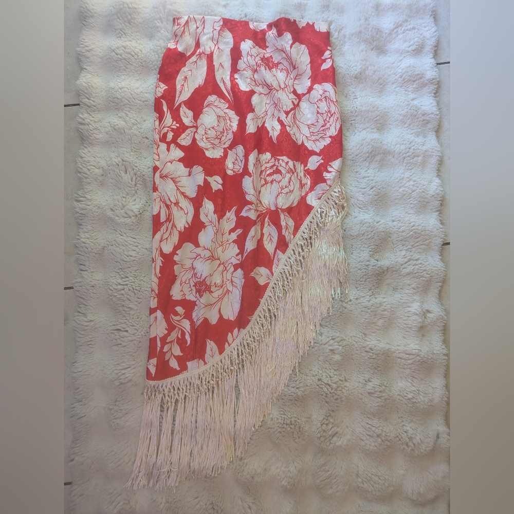 Rachel Zoe Floral Fringe Skirt